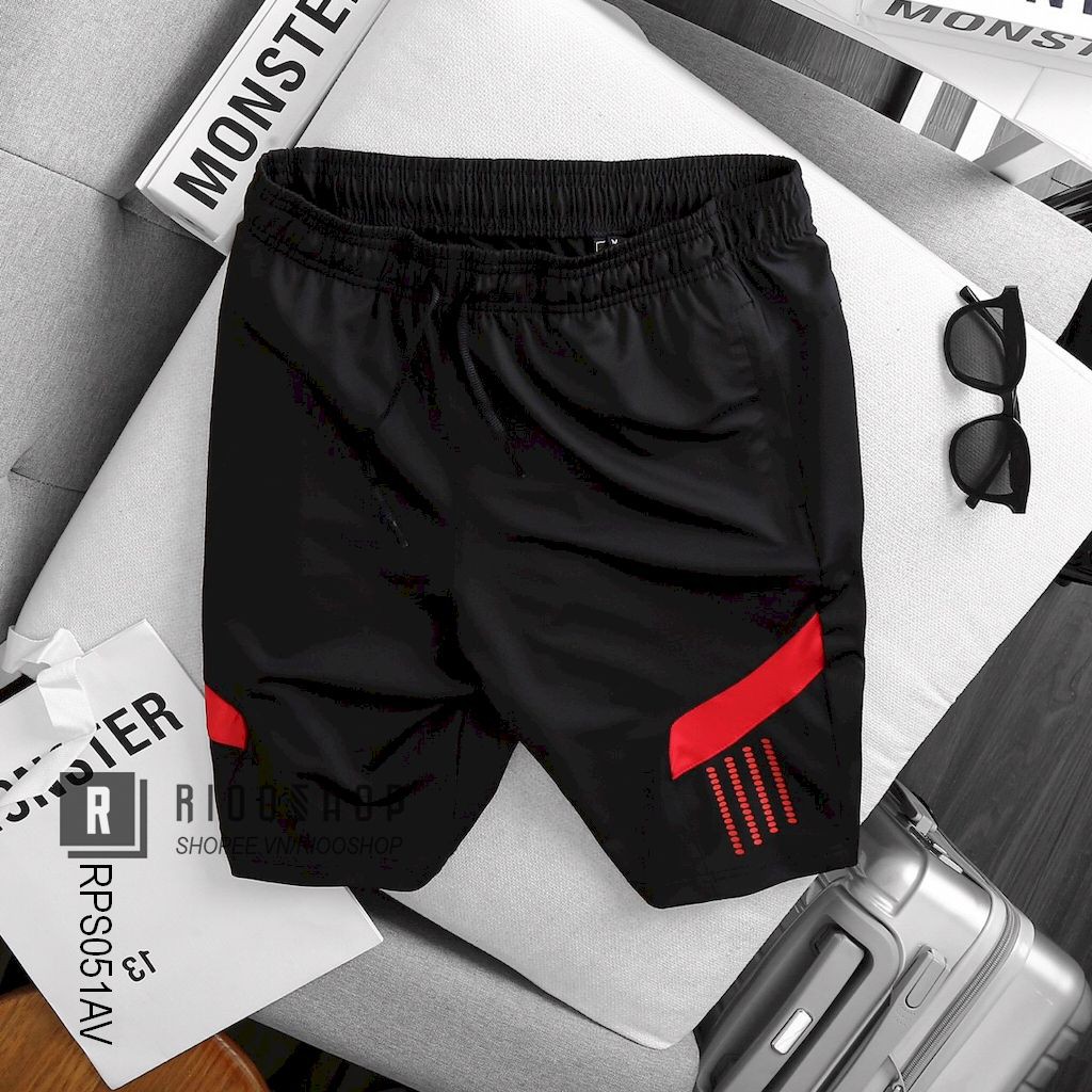 Quần thun nam thể thao ngắn đơn giản phối 3 đường kẻ RPS051av - quần short thun nam Riooshop | BigBuy360 - bigbuy360.vn
