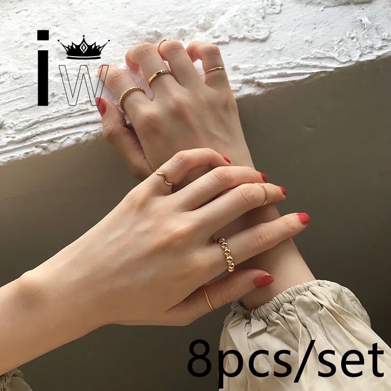 Bộ 8 nhẫn đeo khớp ngón tay thời trang sang trọng cho nữ