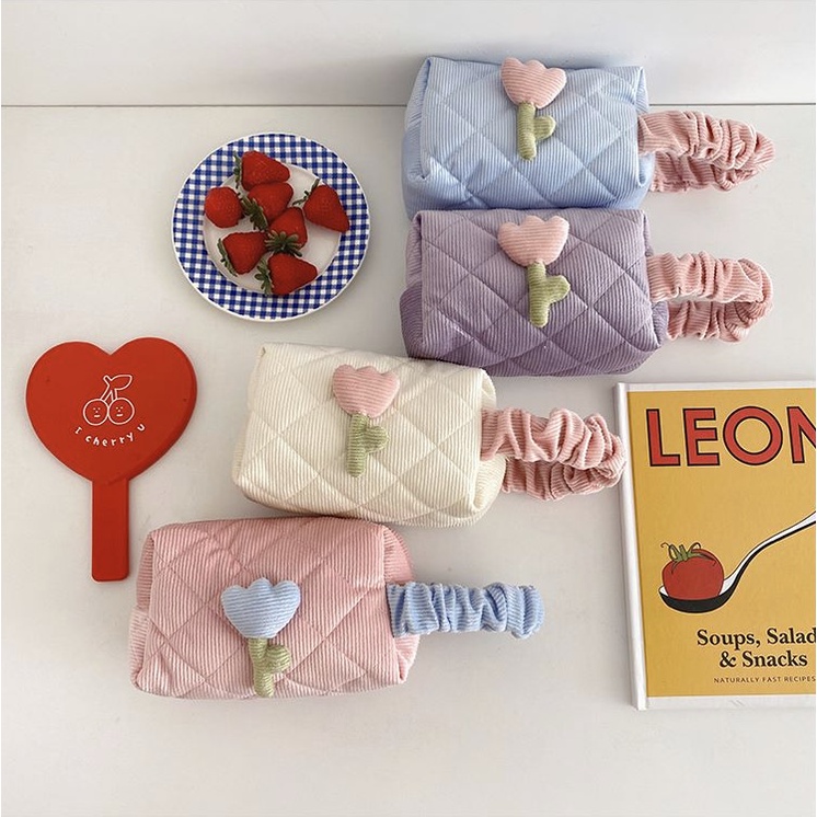 Túi Đựng Mỹ Phẩm Cỡ Lớn Họa Tiết Hoa Dễ Thương