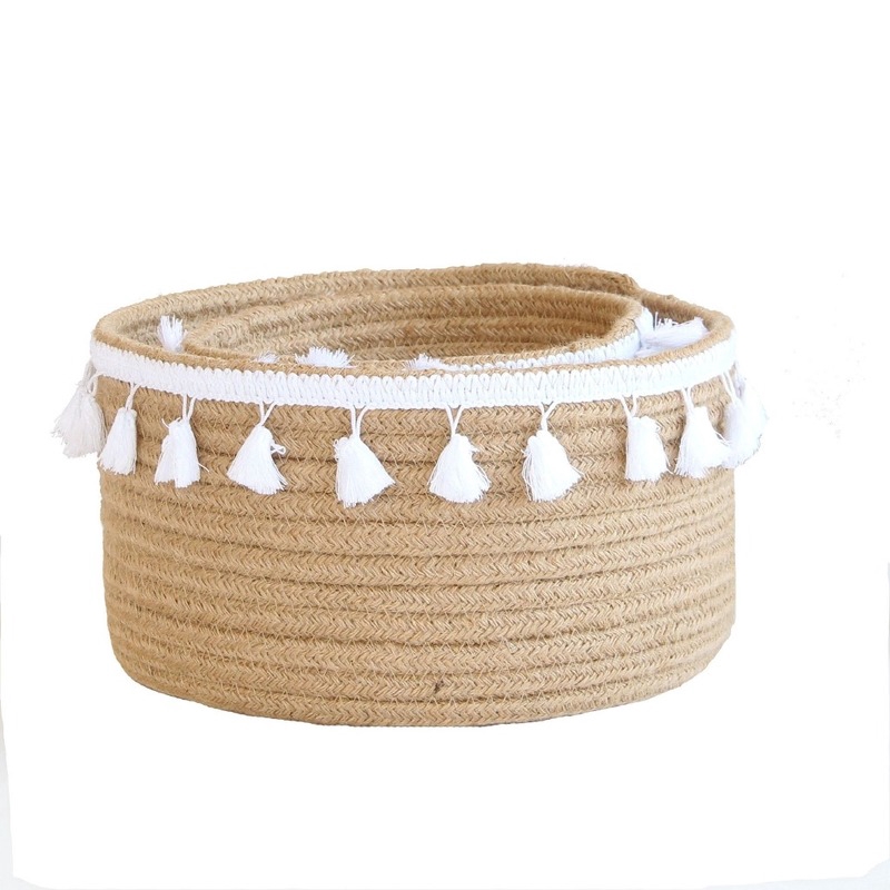 Jute woven finishing basket home finishing cotton rack commodity storage rack