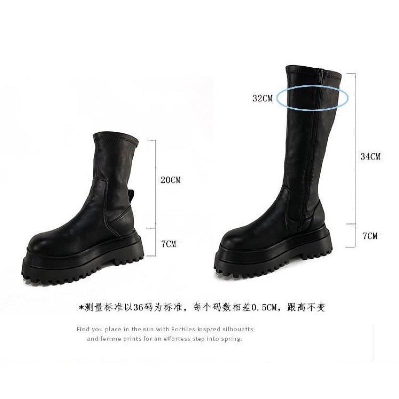 Giày bốt đùi nữ ulzzang B71 2 kiểu đế cao 6cm boots dưới gối