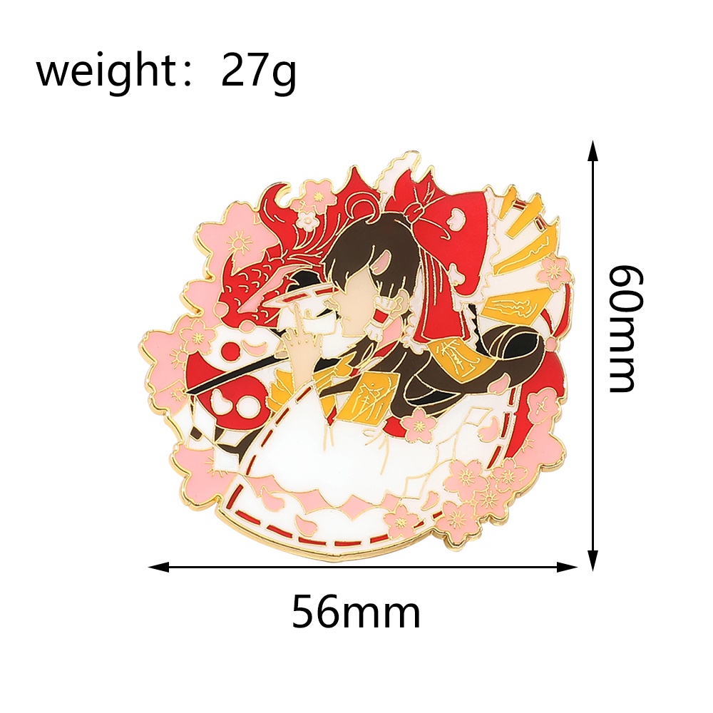 Huy hiệu cài áo bằng kim loại tráng men hình Game TouHou Project Hakurei Reimu
