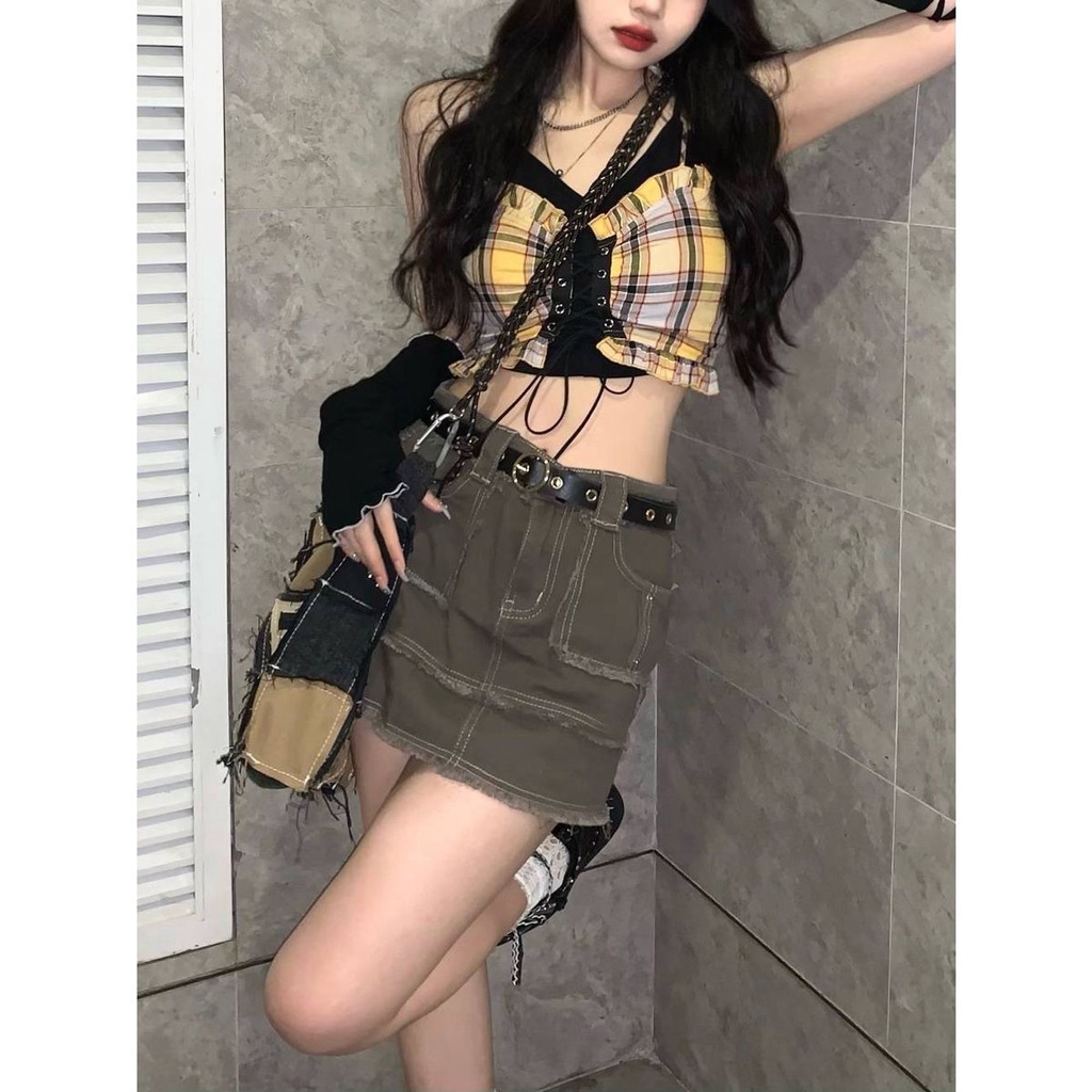 Chân Váy Denim Chữ A Ngắn Phong Cách Retro Thời Trang Mùa Hè Mới 2022