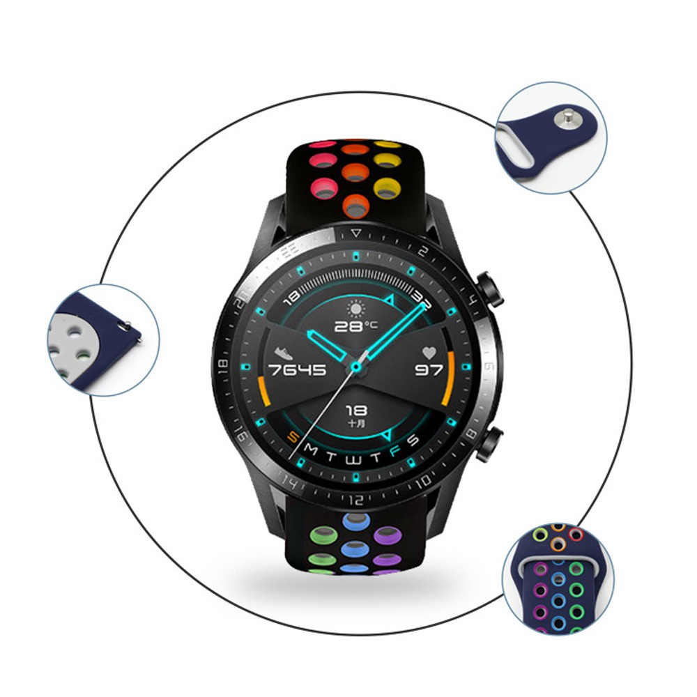 Dây Đeo Silicon Thoáng Khí Nhiều Màu Sắc Cho Đồng Hồ Thông Minh Huawei Watch GT 2 Pro GT2 GT3 46mm 42mm GT 2e