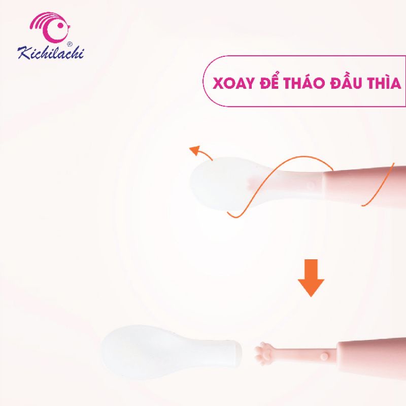 Thìa nạo hoa quả 2 đầu cho bé tập ăn dặm hãng Kichilachi có hộp đựng xịn xò, thìa ăn dặm 2 chức năng tiện dụng