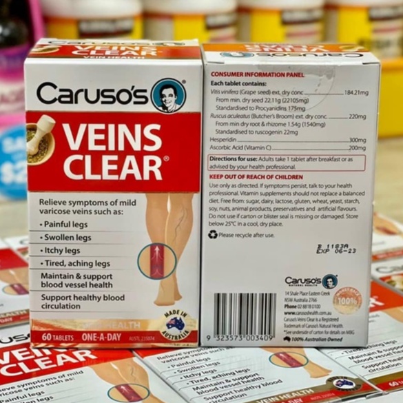 Viên uống hỗ trợ cải thiện giãn tĩnh mạch [Úc] Venis clear Caruso's [Chính hãng]