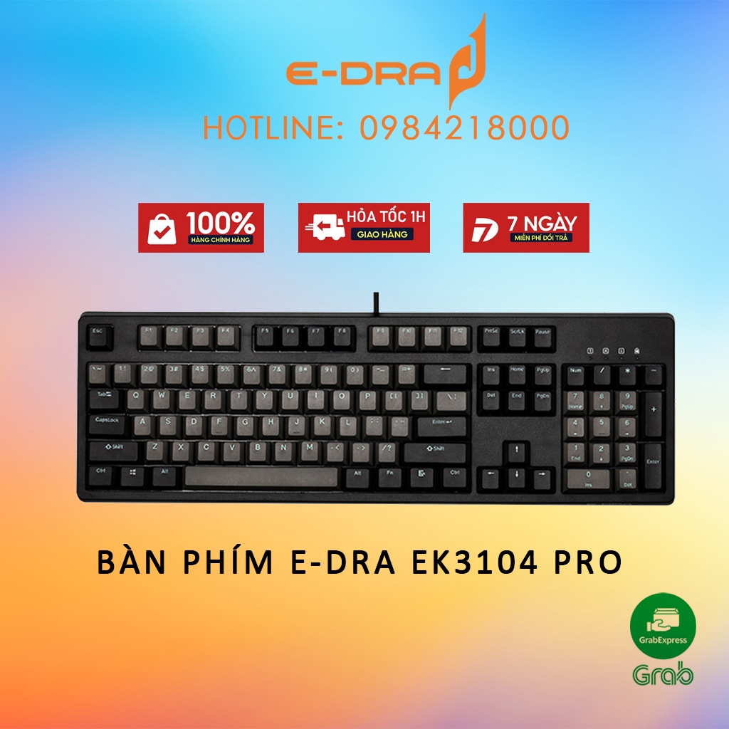 Bàn phím cơ EDRA EK3104 PRO CHERRY Switch Bảo hành 2 năm