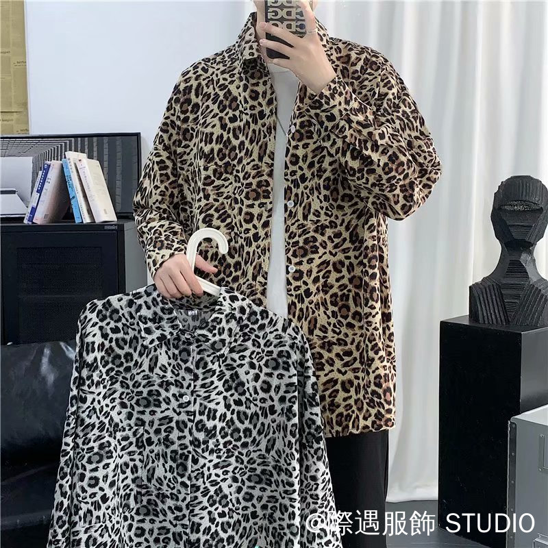 Áo Sơ Mi Tay Dài In Họa Tiết Da Báo Kiểu Vintage Cá Tính | BigBuy360 - bigbuy360.vn
