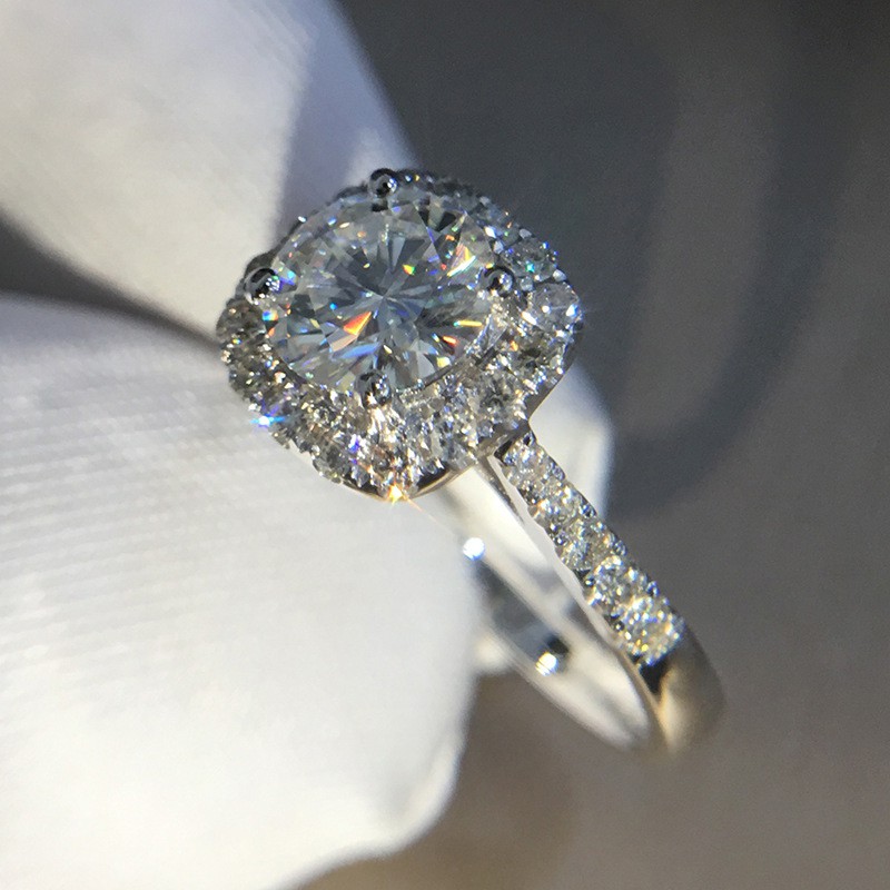 925 bạc pt950 cầu hôn kim cương nhẫn nữ trang sức có thể điều chỉnh