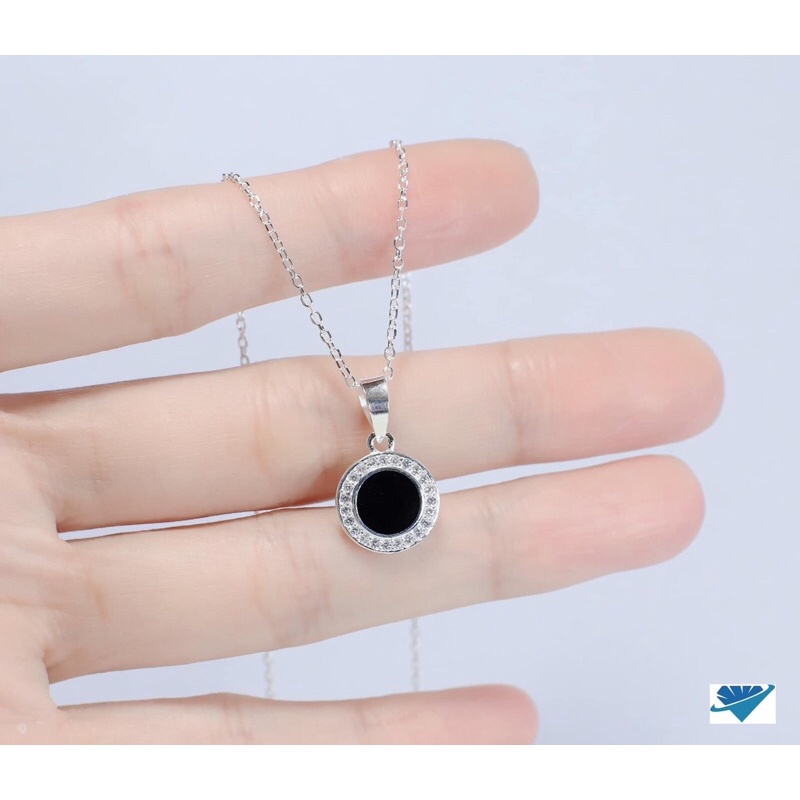 DÂY CHUYỀN MẶT TRÒN SƠN ĐEN CHO BẠN NỮ- BẠC S925