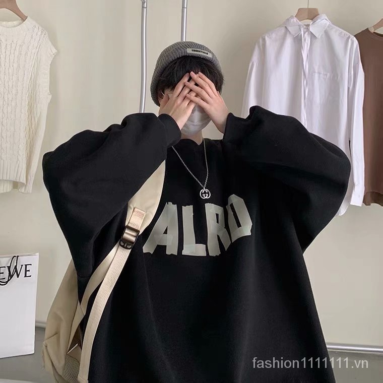 Áo sweater tay dài dáng rộng phong cách Hàn Quốc thời trang dành cho nam