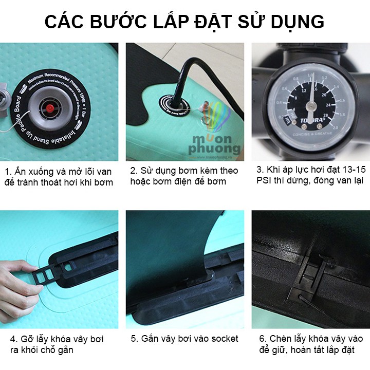 Ván chèo SUP ván chèo đứng bơm hơi giá rẻ Portable - MUÔN PHƯƠNG SHOP