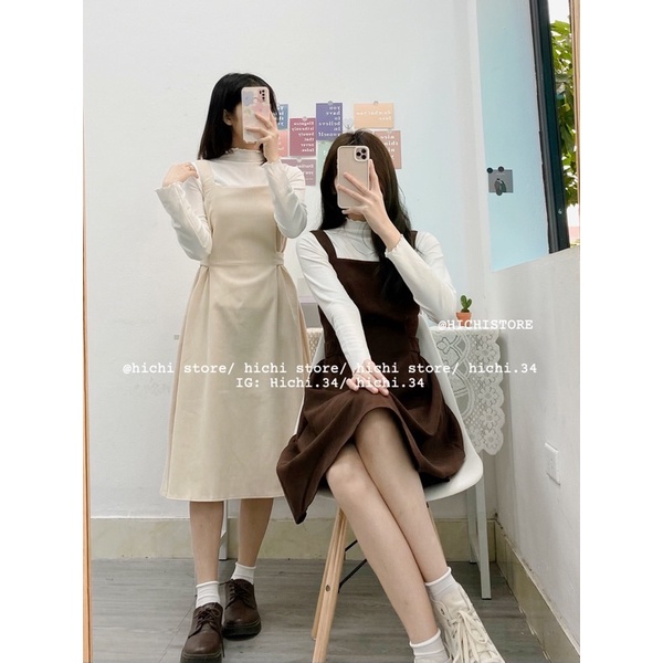 váy yếm mùa đông vintage ẢNH THẬT VIDEO 1 cúc hichi | BigBuy360 - bigbuy360.vn