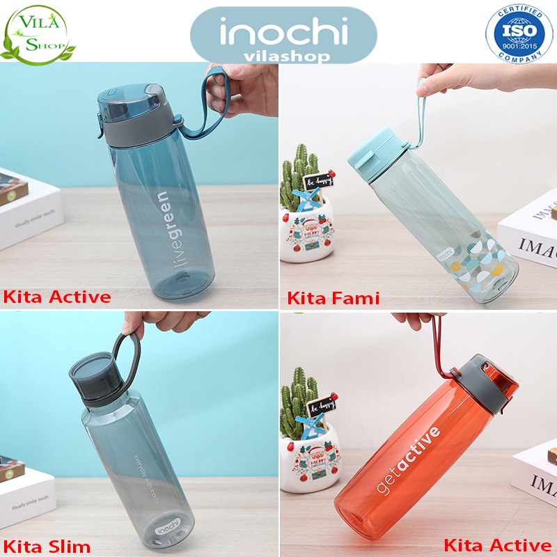 Bình Nước Inochi, Bình Nước Chịu Nhiệt KITA SLIM, FAMI, ACTIVE (350ml - 500ml - 700ml) Nhựa Tritan An Toàn Không Mùi