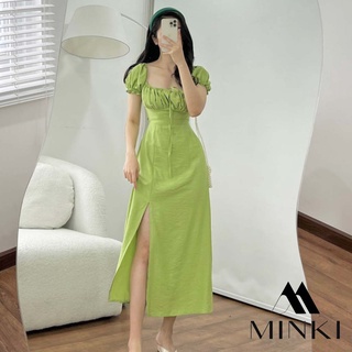 [TTTK] ĐẦM NHÚN NGỰC XẺ ĐÙI KHOÉT LƯNG SIÊU ĐẸP - CHẤT LIỆU CAO CẤP - MÀU XANH CỐM BÁNH BÈO