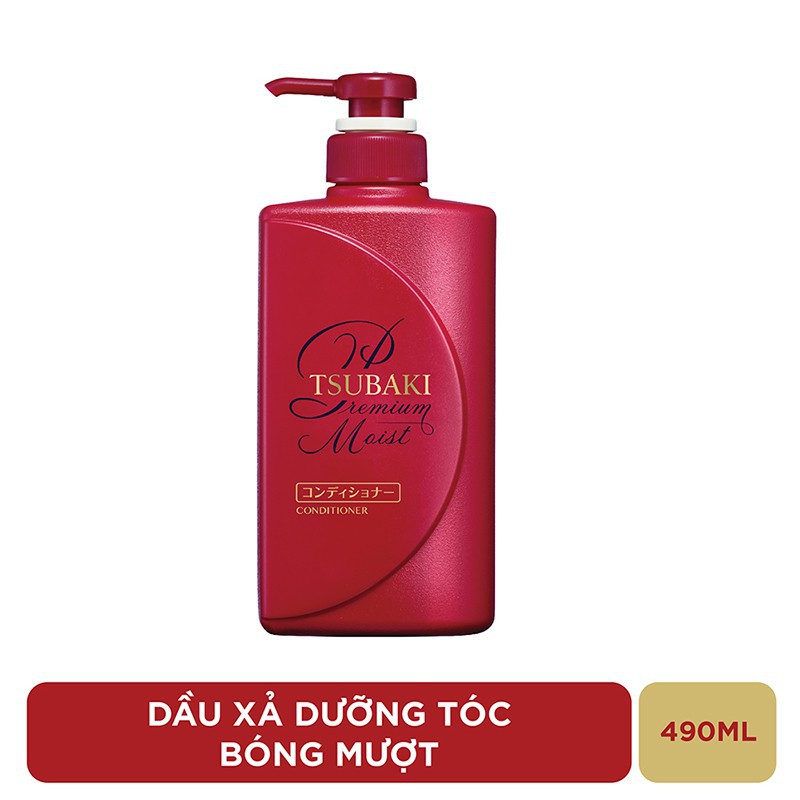 Dầu xả Dưỡng tóc bóng mượt Premium Moist Tsubaki (490ml/chai)