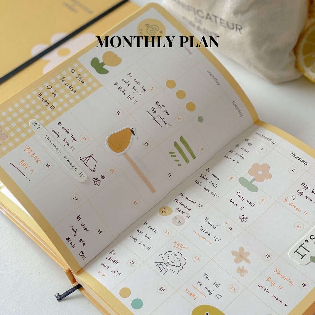 Quà 8/3 - Sổ tay kế hoạch Crabit Planner 2022 A5 layout in màu cao cấp - Yellow Flower - Giao hỏa tốc