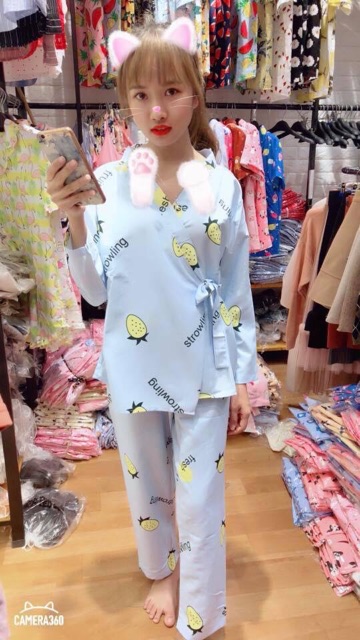 Bộ ngủ Thái Lan Kimono tay dài quần dài | BigBuy360 - bigbuy360.vn