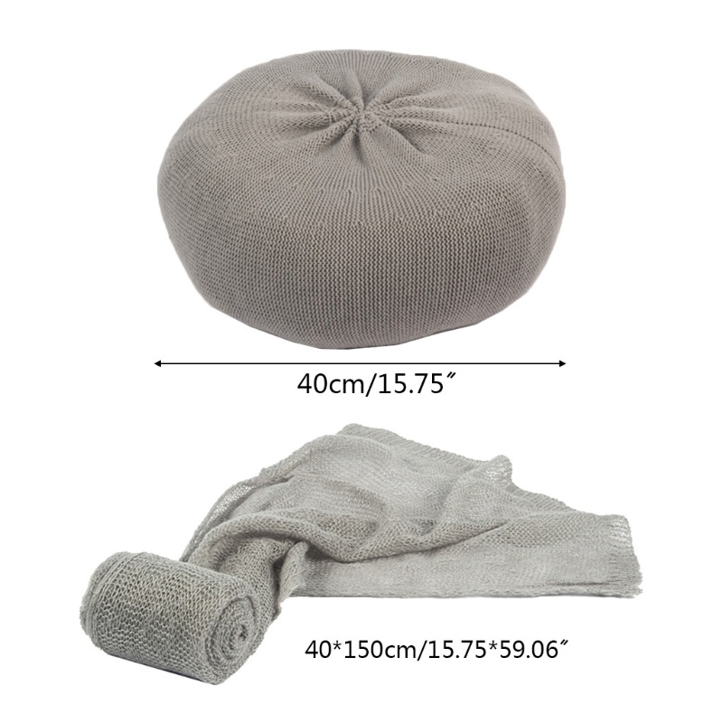 1 Bộ Chăn Quấn + Khăn Quấn Dệt Kim Làm Phụ Kiện Chụp Ảnh Cho Bé Sơ Sinh