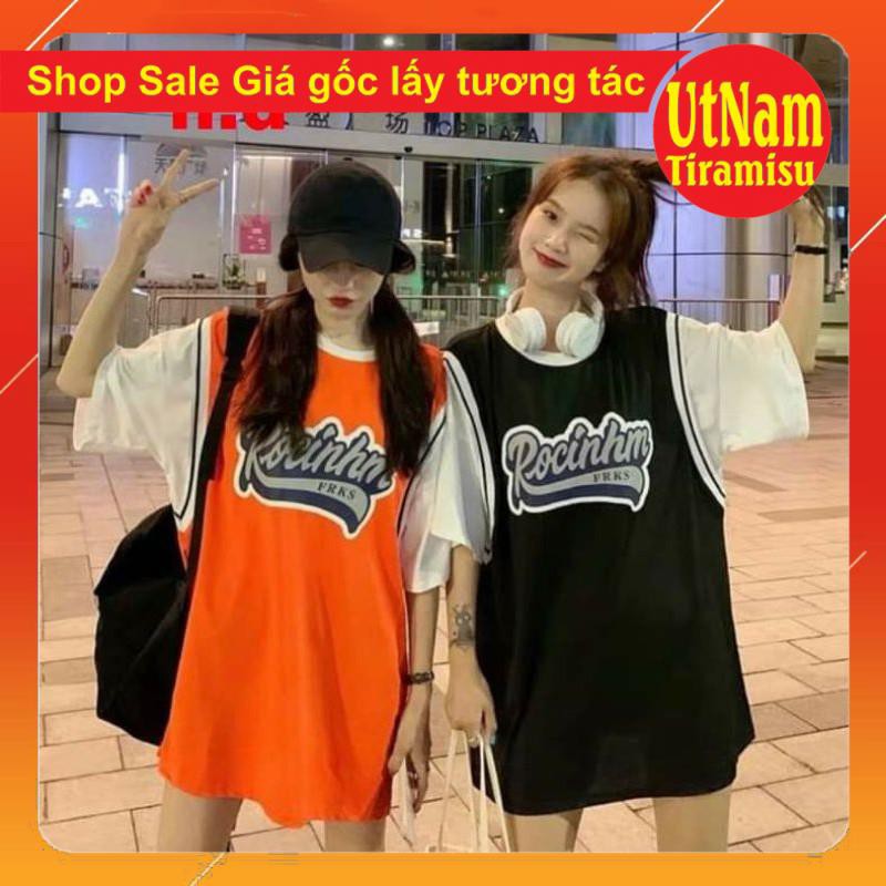 Áo thun phối Tanktop bóng rổ Nam nữ tay lỡ Unisex Thể thao form rộng Rocin Basics tee phông oversize mặc lớp♥️nhóm❤ cặp