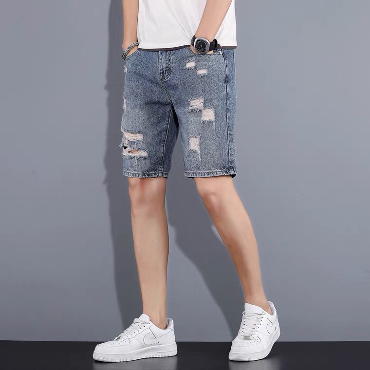 Quần short jean nam rách phong cách Hàn Quốc , Quần bò lửng nam thời trang cá tính