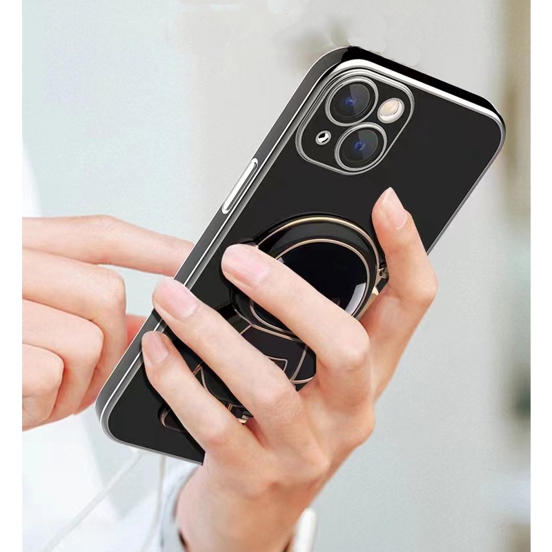 Ốp Điện Thoại Dẻo Vuông Mạ Màu Có Giá Đỡ Hình Phi Hành Gia Cho iPhone 14 13 12 11 Pro Max iPhone X XS XR Max 14 Plus