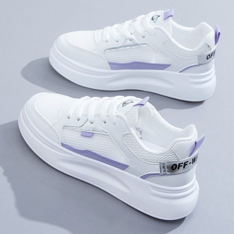 Giày thể thao phối lưới mỏng màu trắng thoáng khí năng động cho nữ