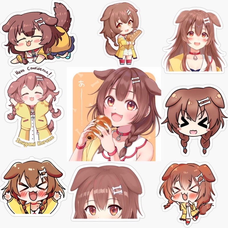 Ảnh Sticker Inugami Korone Hololive 30-60 cái ép lụa khác nhau /hình dán inigami Korone