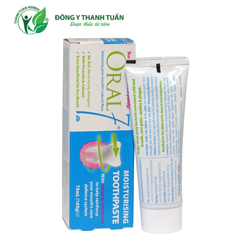 [New 2022] Kem đánh răng giữ ẩm miệng Oral7 Moisturising Toothpaste 75ml - Nhập khẩu từ Anh Quốc