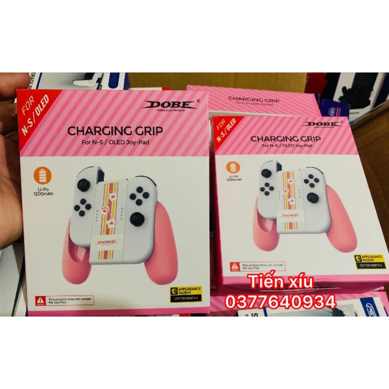 Charging Grip Nintendo Switch Oled v1 v2 mầu hồng của hãng dobe bộ grip sạc tay joycon Strap charging grip nintendo