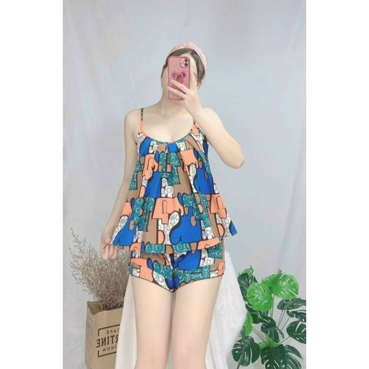 Đồ Bộ Lụa Nữ Mặc Nhà 2 Dây