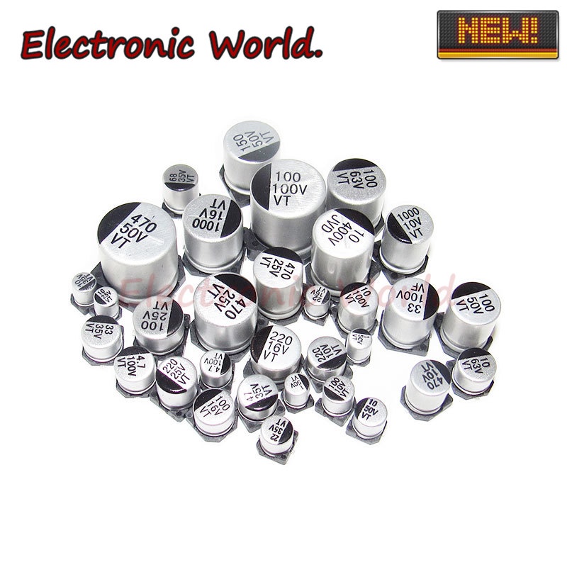 5 Cái / bộ Miếng Dán Nhôm Điện Phân Tụ 35V 50V 100V 0.1 UF 2.2 3.3 UF 0.22 4.7 150UF