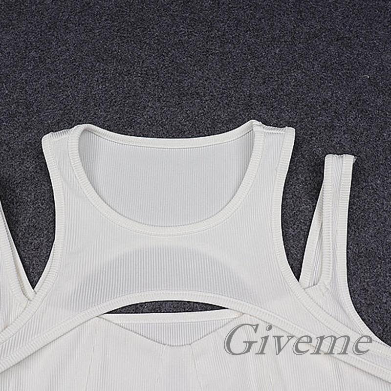 Áo Croptop Không Tay Cổ Tròn Màu Trơn Thiết Kế Khoét Lỗ Thời Trang Cho Nữ