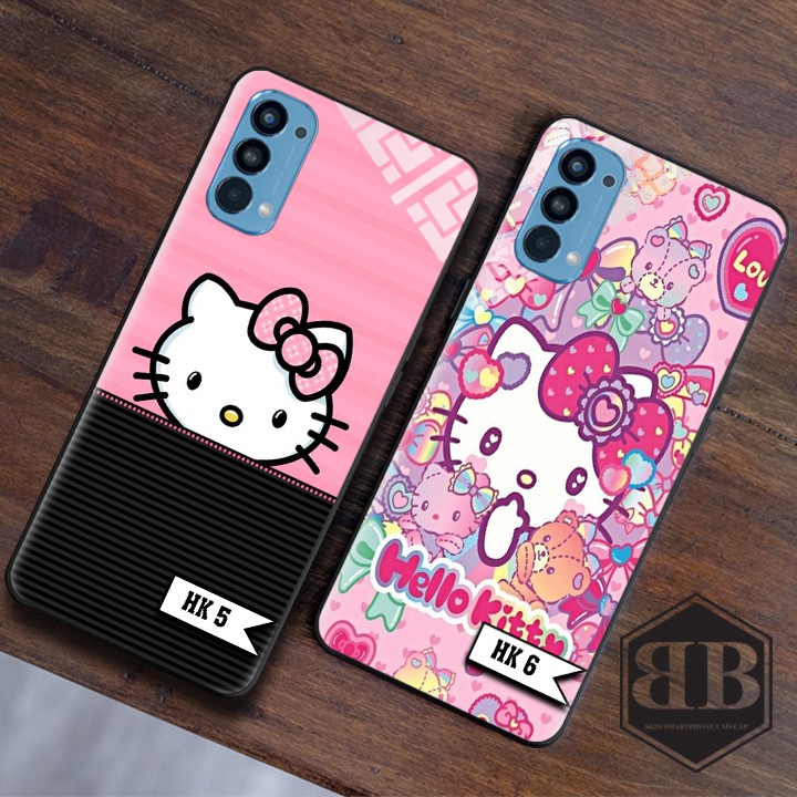 Ốp lưng kính cường lực Oppo Reno 4 4G hình hello kitty dễ thương