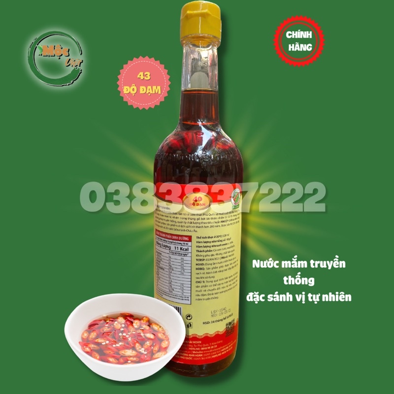 Nước mắm Khải Hoàn đặc sản Phú Quốc chai 520ml 43 độ đạm