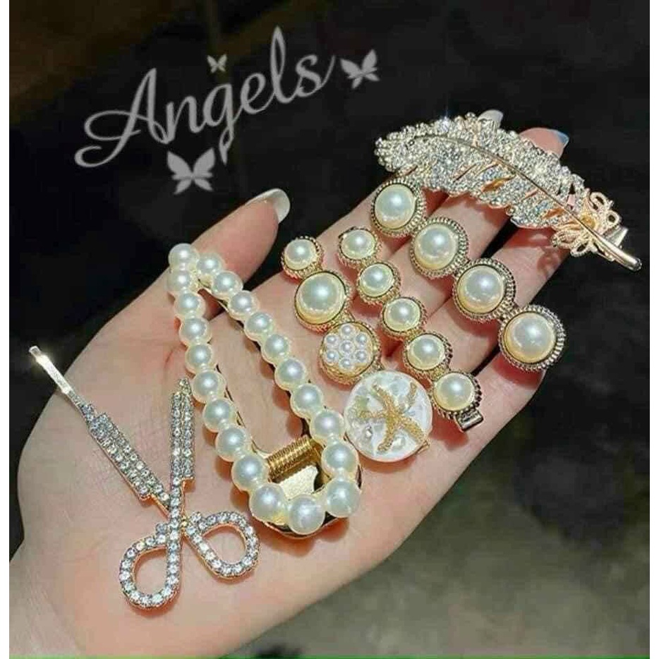 Set 6 món kẹp tóc đính đá phong cách hàn quốc xinh xắn