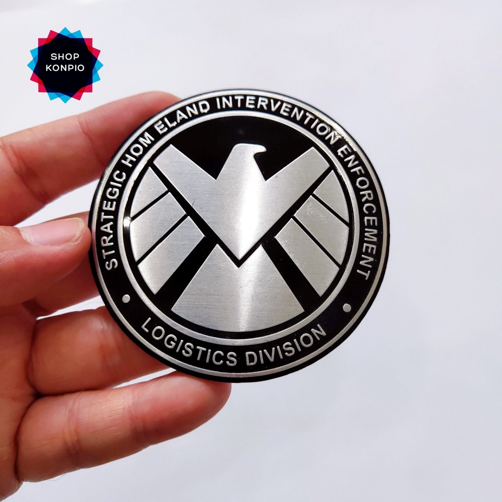 Tem Nhôm Dán Xe Shield Marvel Đại Bàng Mỹ Kích Thước 7.5 Cm