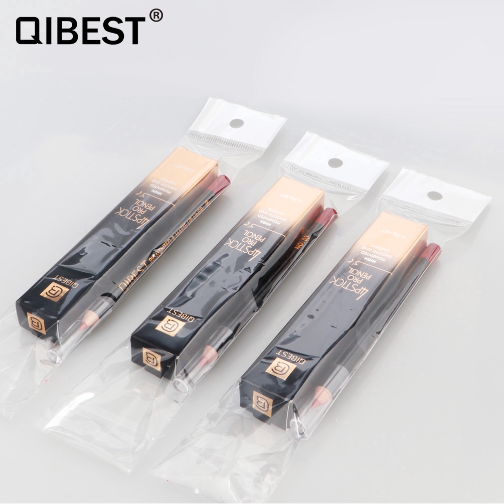 Bộ chì kẻ viền môi + bút son môi QIBEST 15 màu lựa chọn chống thấm nước tiện dụng | BigBuy360 - bigbuy360.vn