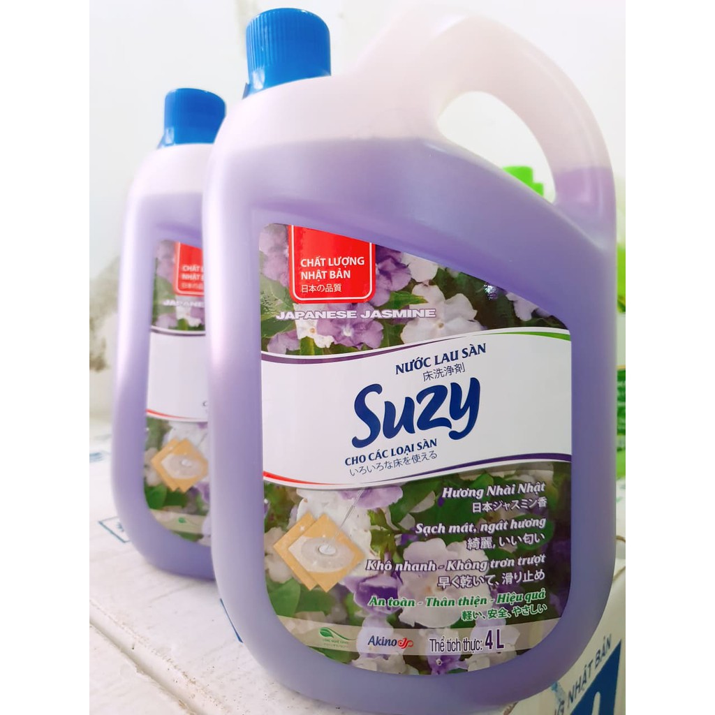 Nước lau sàn SUZY 4L SẠCH KHUẨN, KHÔ NHANH, AN TOÀN - thành phần HỮU CƠ, chất lượng NHẬT BẢN