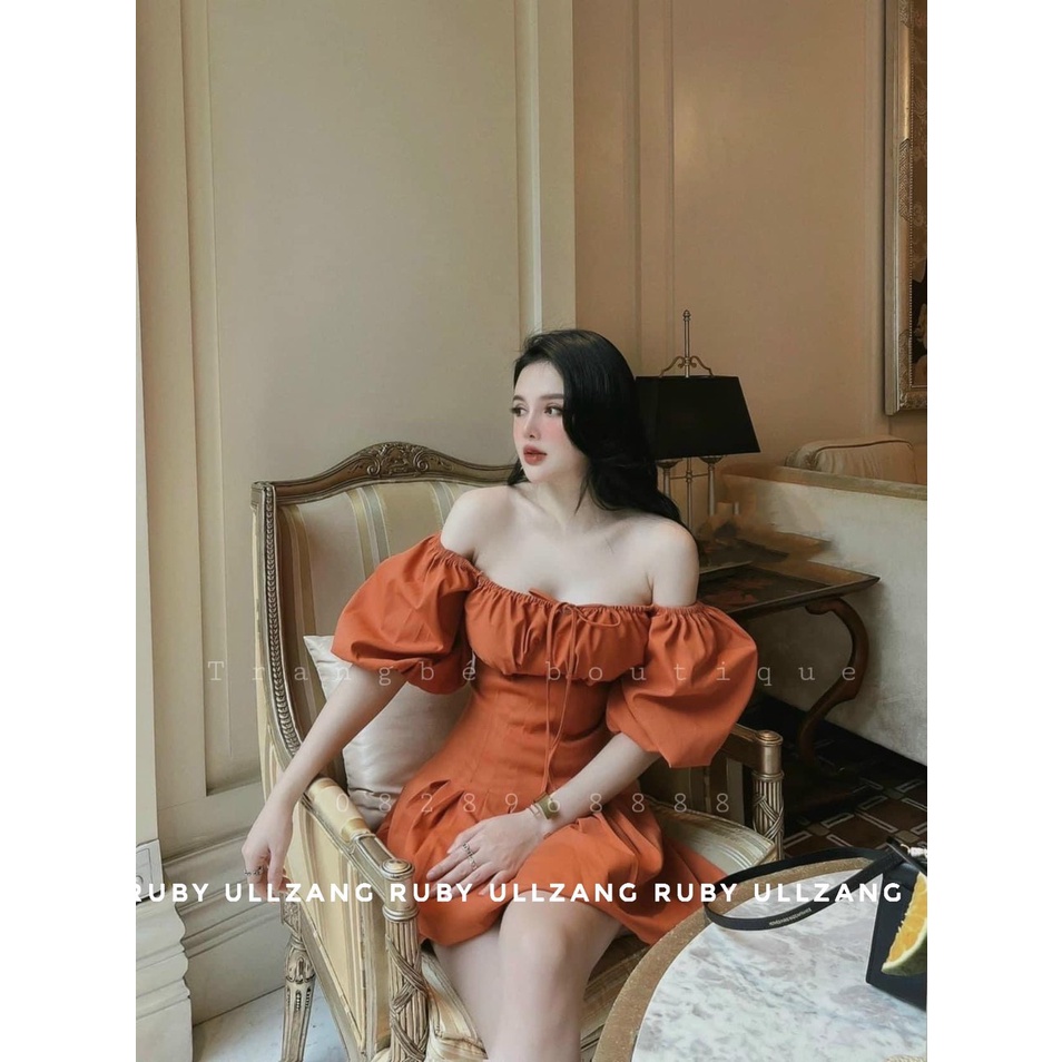 Đầm Tiểu Thư Trắng Trễ vai Cột Nơ Ngực Váy Trắng Thiết Kế Dây Cột Xếp Ly Bụng or002