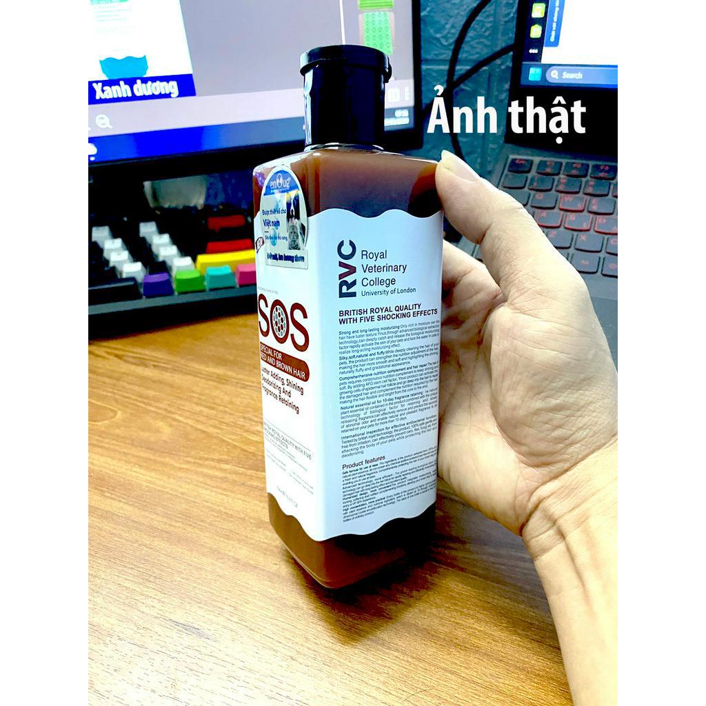 SOS Nâu đỏ- Sữa Tắm SOS cho chó mèo 530ml loại  chó lông màu nâu