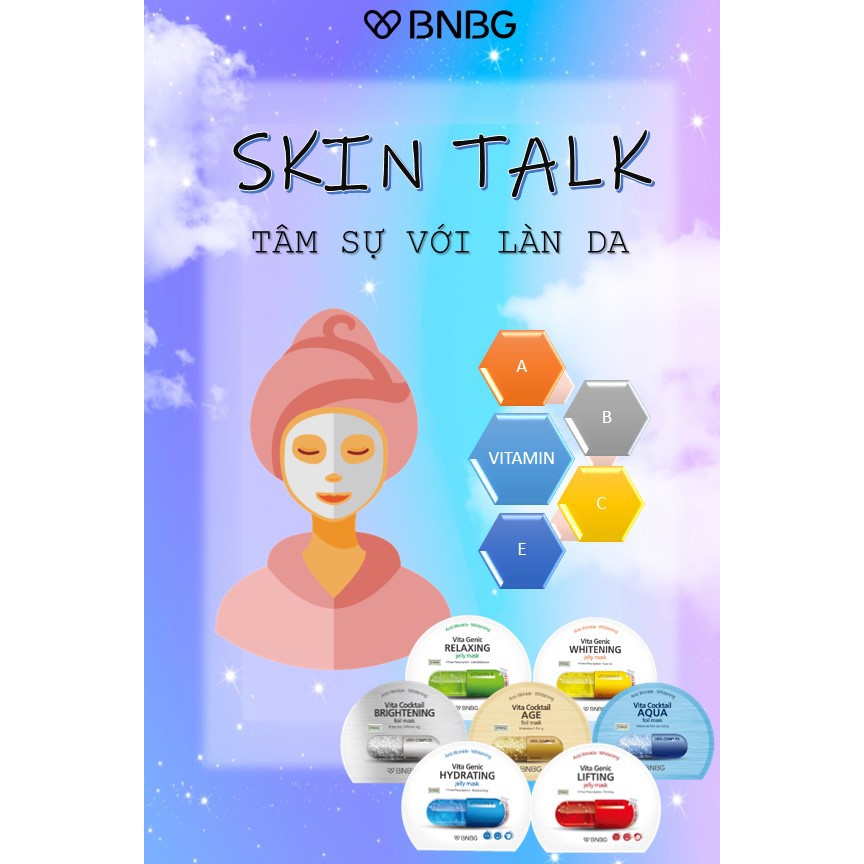 Combo 8 Mặt nạ cấp ẩm dưỡng trắng da BNBG MIX VITA GENIC VÀ COCKTAIL Jelly Mask 30ml/gói