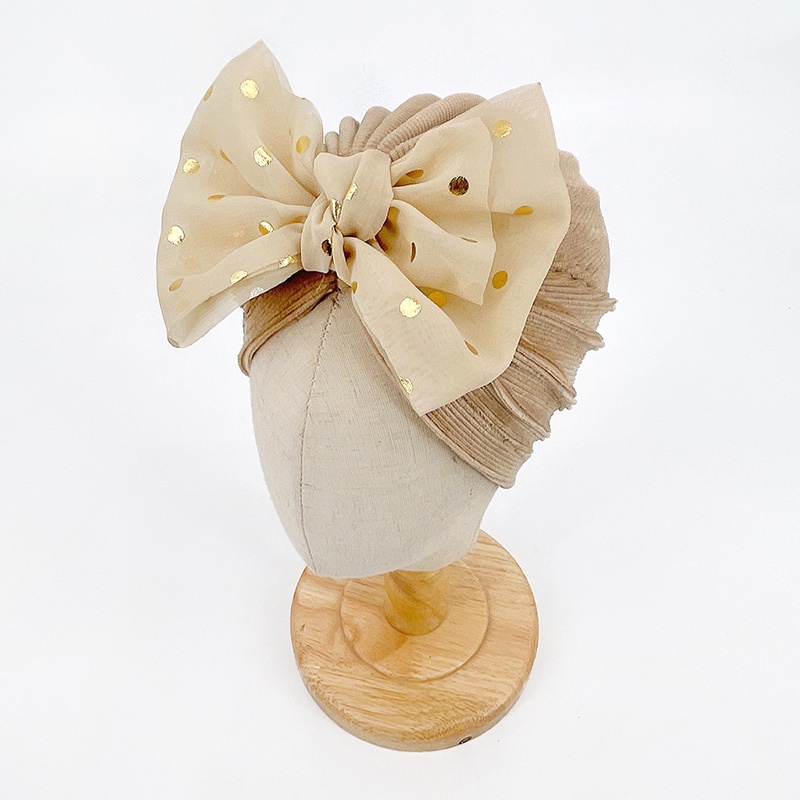 Băng Đô Nơ Họa Tiết Chấm Bi Chất Liệu Mềm Mại Giữ Ấm Cho Bé Gái