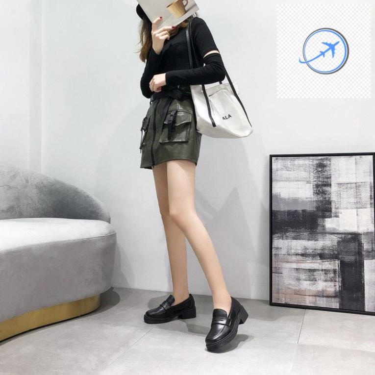 🕶️❤️ Giày Lười Da Mềm Màu Đen Phong Cách Anh Quốc Cổ Điển 2021 Cho Nữ 🕶️❤️