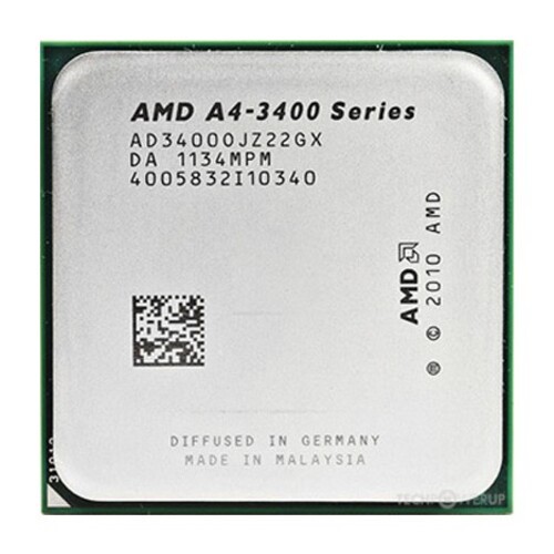 CPU AMD A4 3400 (2.70GHz, 2 Cores 2 Threads, FM1)