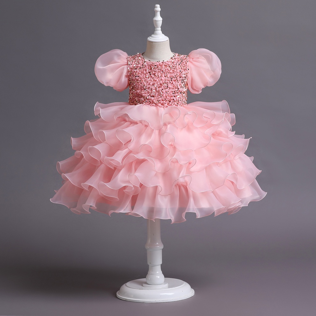 Đầm công chúa NNJXD tay ngắn phồng thời trang dự tiệc cưới sinh nhật xinh xắn dành cho bé gái