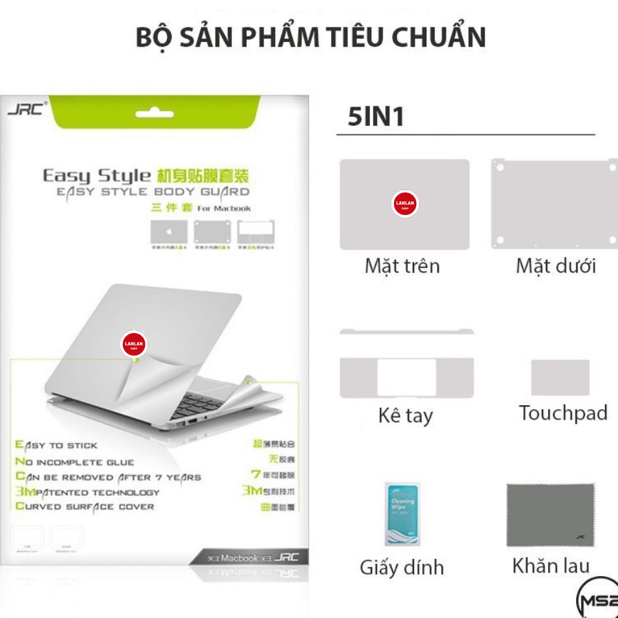 Bộ Dán Macbook Air, Pro Chính hãng JRC, JCPAL (Tặng Phủ Phím Silicon for Macbook)