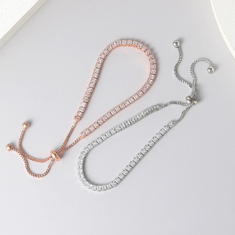 Set 4 vòng tay đính đá sang trọng có thể điều chỉnh kích thước phong cách Hàn Quốc dành cho nam và nữ