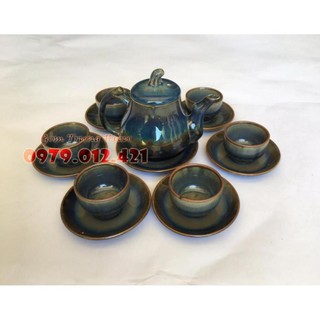 Bộ ấm chén Bát Tràng men hỏa biến