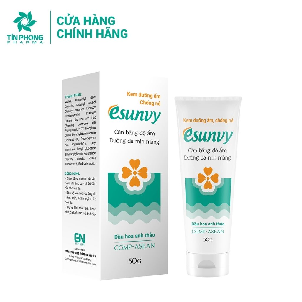 Kem Dưỡng Ẩm, Chống Nẻ Esunvy Tăng Cường Độ Ẩm, Làm Mềm Da An Toàn Dịu Nhẹ Tuýp 50g TMP001
